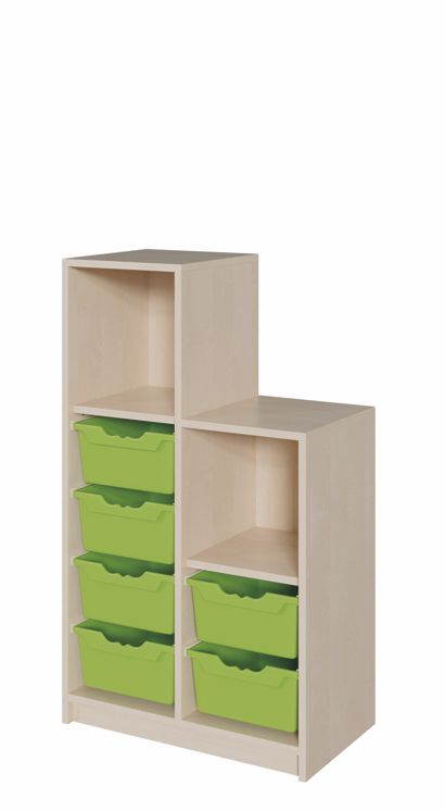 SideStep Schrank 120/80 cm, 6 ErgoTray Boxen L/Regal